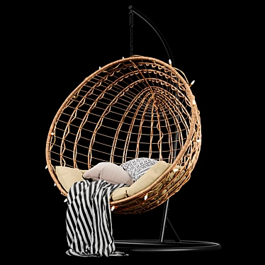 Handcrafted Wicker Swing Chair 3D model image 1 