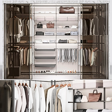 Modern Style Wardrobe System with Storage 3D model image 1 