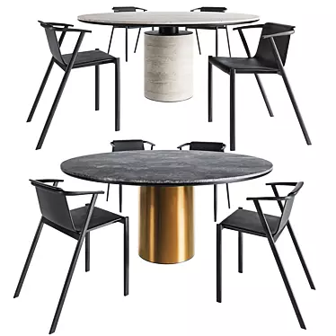 Modern Dining Set with Chair 3D model image 1 