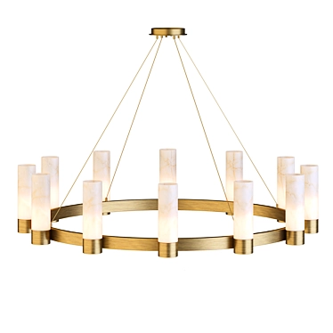 Castro Alabaster Chandelier in Brass 3D model image 1 