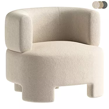 Darrel Small Fabric Armchair 3D model image 1 