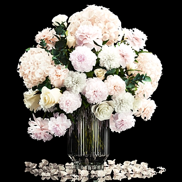 White Blossom Glass Vase Set 3D model image 1 