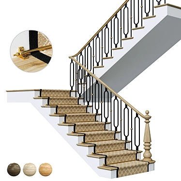 Luxury Neoclassical Staircase Design 3D model image 1 