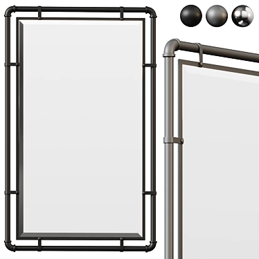 Industrial Metal Pipe Wall Mirror 3D model image 1 