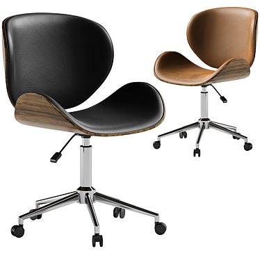 Sleek Chrome Base Office Chair 3D model image 1 