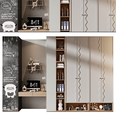 Custom Wardrobe Composition with Decor 3D model image 1 