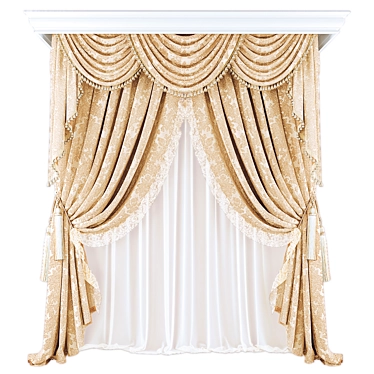 Polyester Curtain Panels Set 3D model image 1 