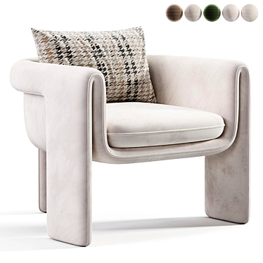 Elegant Floria Velvet Chair 3D model image 1 