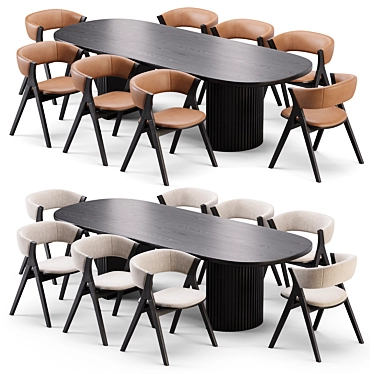 Modern Dining Set Exportable 3D Model 3D model image 1 