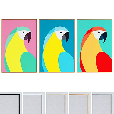 Modern Parrot Picture Frame Set 3D model image 1 