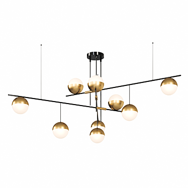 Modern White & Brass Chandelier 3D model image 1 