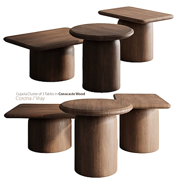 Conacaste Wood Cluster Table Set 3D model image 1 