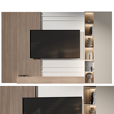 Modern TV Wall Set 10 3D model image 1 