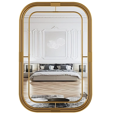 Sleek Metal Piping Rectangular Mirror 3D model image 1 