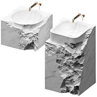 Custom Stone Wash Basin Set 3D model image 1 