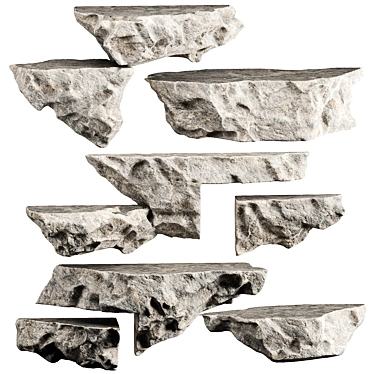 Stone Shelf Set Customizable Décor 3D model image 1 