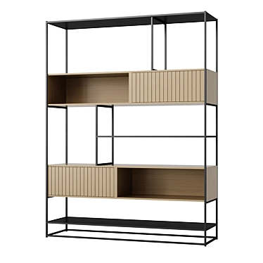 Modern Fusion Bookcase with Sliding Doors 3D model image 1 