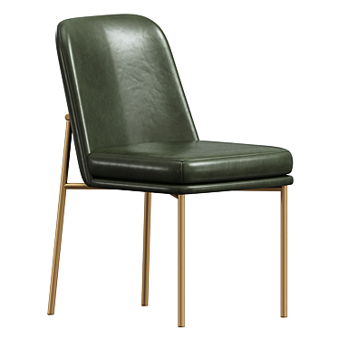 Sleek Metal Leather Dining Chair 3D model image 1 