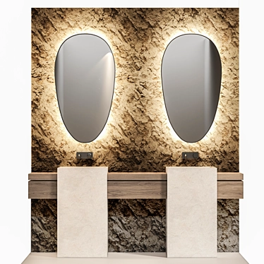 Modern Bath Mirror with LED 3D model image 1 