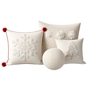 Fluffy Christmas Cushions Set 3D model image 1 