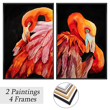 Modern Art Set with Frames 3D model image 1 