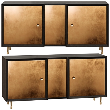 Arteriors Kilpatrick Short Cabinet - Ebony Gold Leaf 3D model image 1 