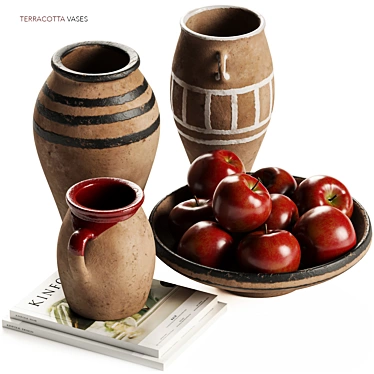 Fairfax Terracotta Vases Decor Set 3D model image 1 