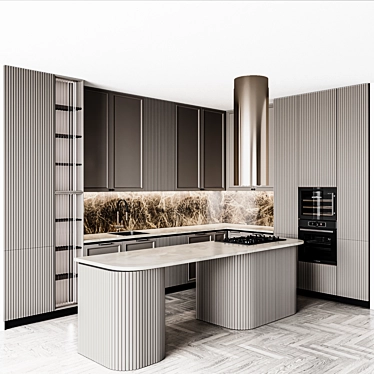  customizable neoclassic kitchen unit 3D model image 1 