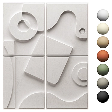  3D Relief Wall Panel Set 3D model image 1 