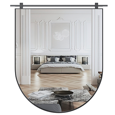 Sleek Arch Mirror in Black 3D model image 1 