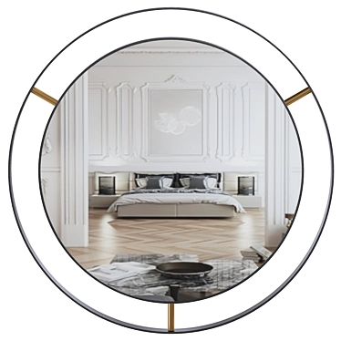 Matte Black Round Wall Mirror 3D model image 1 