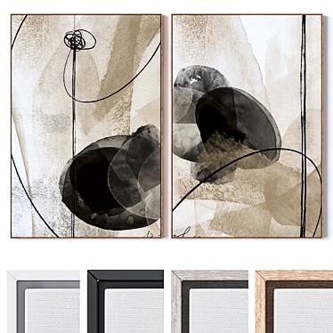 Modern Wall Art Set with Frame Options 3D model image 1 