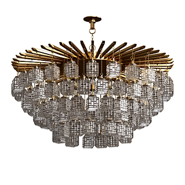 Modern Brass Ceiling Chandelier Fixture 3D model image 1 