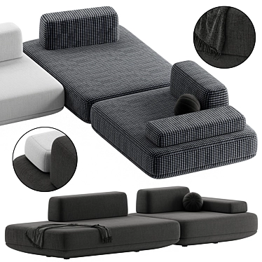 Customizable Modular Sofa Flat Unique Configuration Choices 3D model image 1 