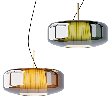 Elegant Plisse Glass Pendant Lamp 3D model image 1 