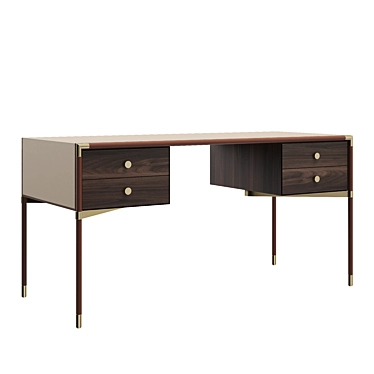 Luxury Leather & Brass Desk 3D model image 1 