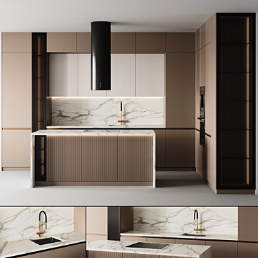 Customizable Modern Kitchen 3D Model 3D model image 1 