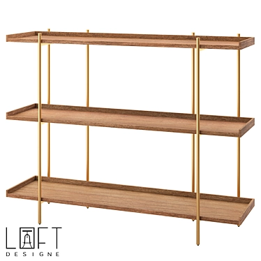 Industrial Wood Metal Storage Shelf 3D model image 1 