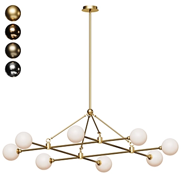 Elegant Andrews Chandelier with Murky Glass 3D model image 1 