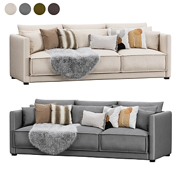 Vision Velvet Sofa Set 3D model image 1 