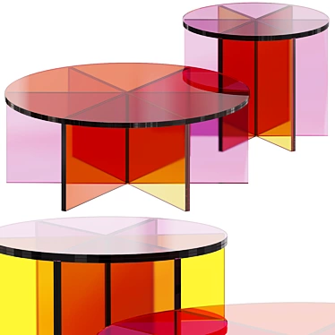 Colorful Glass Coffee Tables 3D model image 1 