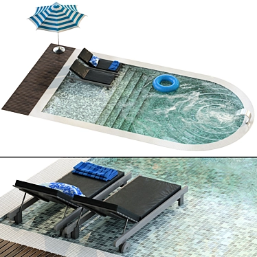 Luxury Swimming Pool with Render 3D model image 1 