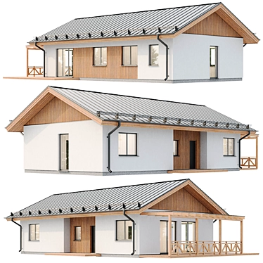 Modern Stucco and Wood House 3D model image 1 