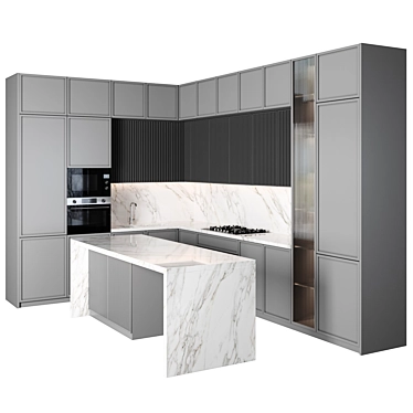 Customizable Modern Kitchen Set 3D model image 1 