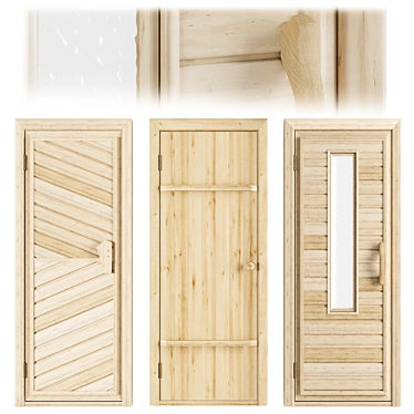 Sauna and Bath Wooden Doors 3D model image 1 