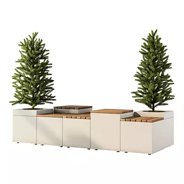 Cityscape Plant Bench Set 3D model image 1 