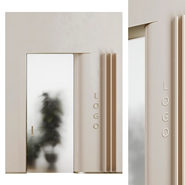 Modern Glass Door Entrance Set 3D model image 1 