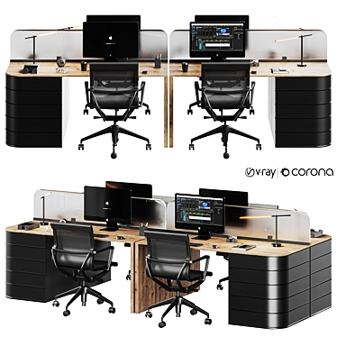 Sleek Modern Office Furniture Set 3D model image 1 