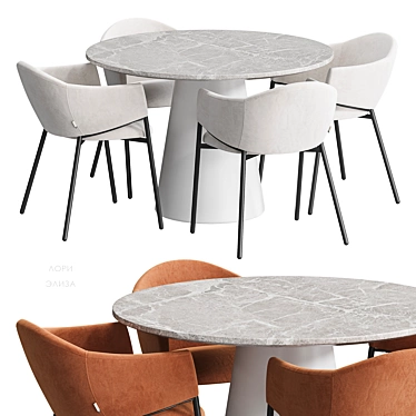 Modern Scandinavian Dining Set 3D model image 1 