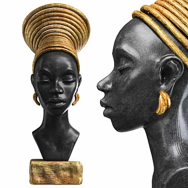 African Girl Bust Decor Sculpture 3D model image 1 